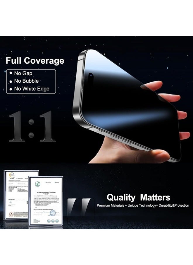 DUSALA 2 PACK iPhone 16 Plus Privacy Screen Protector + 2 PACK Camera Lens Protector,  Ultra Top 9H+ Tempered Glass, Full Coverage Screen  - Image 4