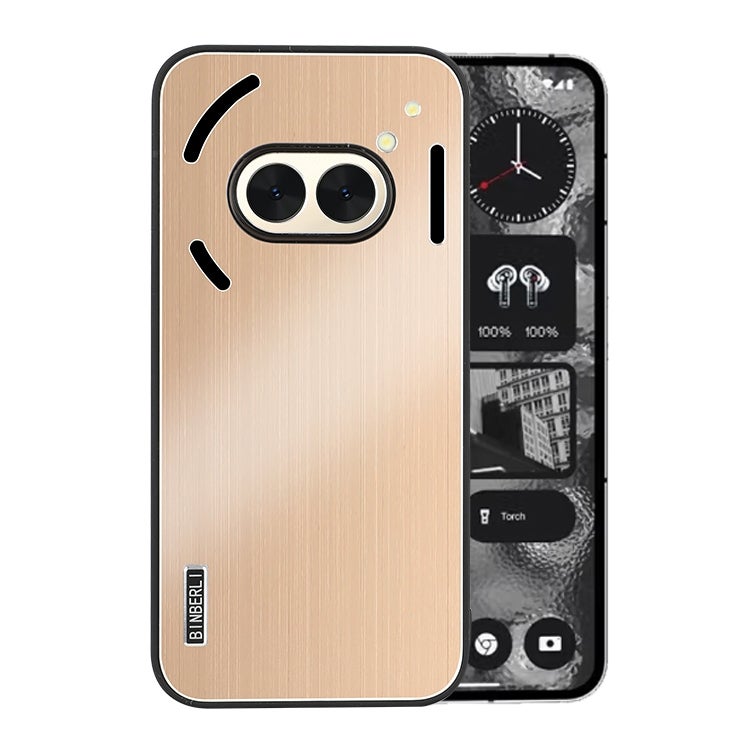 HuHa Protective Cover For Nothing Phone 2a / 2a Plus PC Hybrid Aluminum Alloy Brushed Shockproof Phone Case(Gold) - Image 1