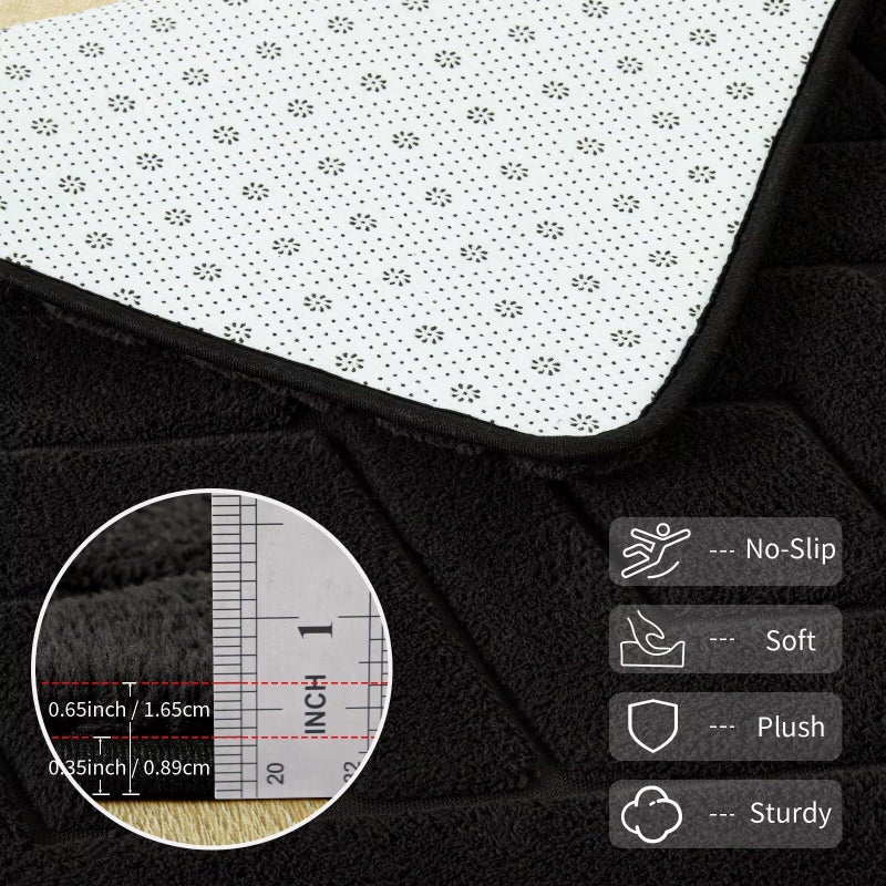 Flagover 4x6 Black Washable Area Rug for Bedroom, Modern Geometric Shag Non-Slip Living Room Rugs, Fluffy Plush Soft Memory Foam Carpet for Kids Boys Room Nursery Room Dorm Bedside Decor - Image 4