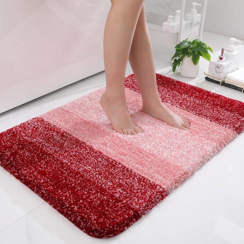 OLANLY Luxury Bathroom Rug Mat 36x24  Extra Soft and Absorbent Microfiber Bath Rugs  Non-Slip Plush Shaggy Bath Carpet  Machine Wash Dry  Bath Mats for Bathroom Floor  Tub and Shower  Red