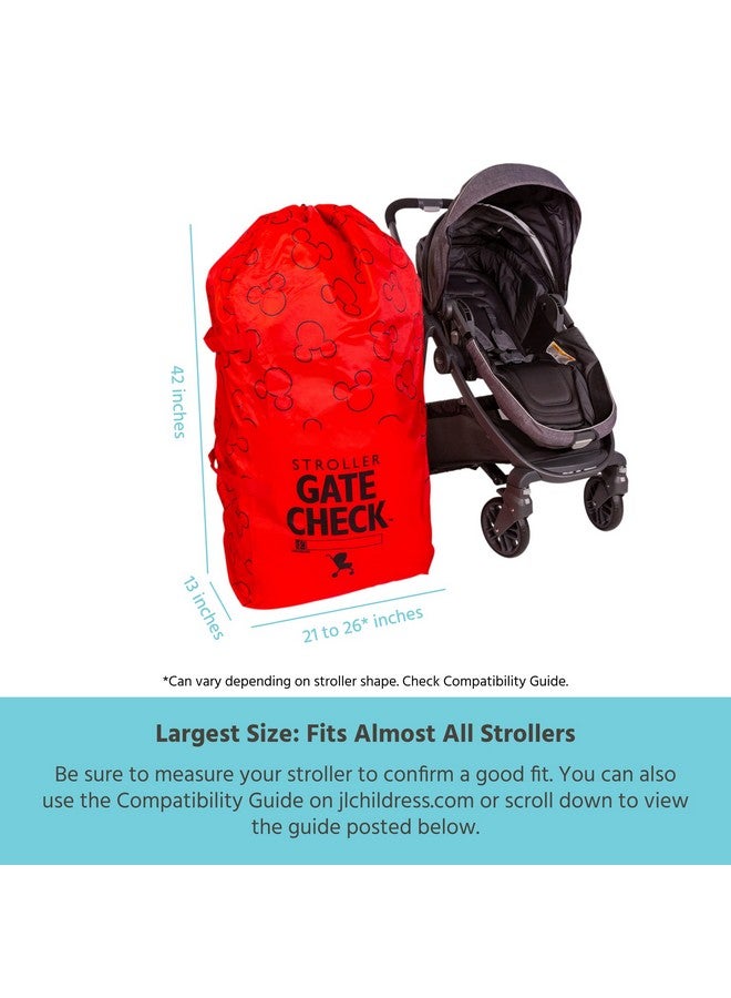 جي إل تشيلدريس حقيبة سفر JL Childress Disney Baby Gate Check لعربات الأطفال الفردية والمزدوجة - حقيبة سفر لعربات الأطفال الفردية والمزدوجة - حقيبة سفر كبيرة لعربات الأطفال للطائرات - حقيبة سفر لعربات الأطفال - حمراء، ميكي ماوس - Image 4