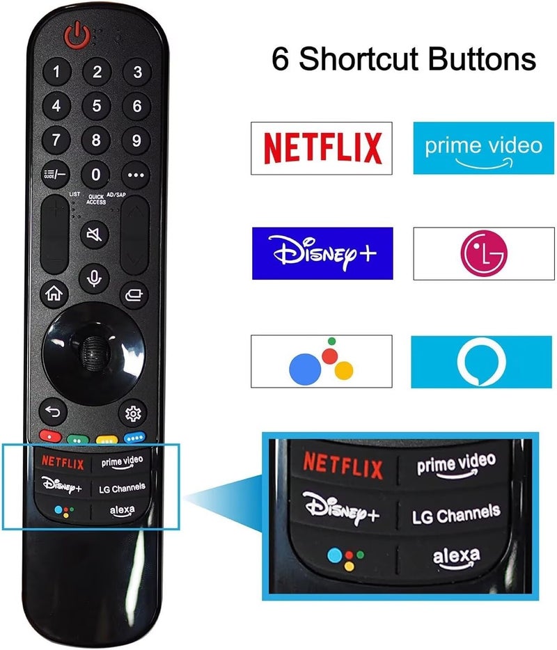 Riviera Magic Remote for LG Smart ThinQ OLED Nanocell WebOS UHD TV with Voice and Pointer Function Compatible with Year 2018-2024 MR24/23/22/21/20GA MR18BA MR22/23/24GN - Image 5