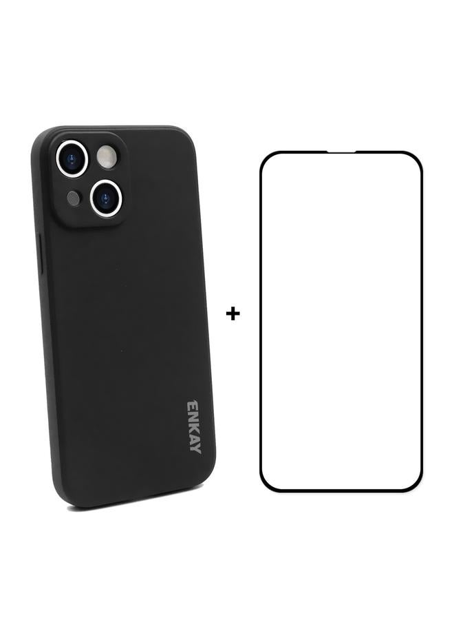 The Bros Case For iPhone 13 mini Hat-Prince Liquid Silicone Shockproof Protective Case Drop Protection Cover + Full Coverage Tempered Glass Protector Film