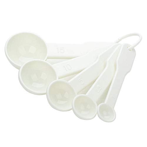 Bezall 5 in 1 White Plastic 1g 2.5g 5g 10g 15g Measuring Spoons Set Kitchen Baking Tools - Image 1