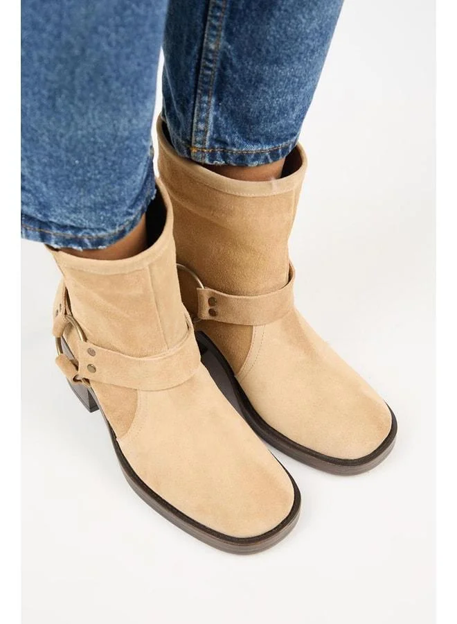Manijero  (Livia) Women's Genuine Leather Biker Sand Boot Size: 40. for Women | Best Price UAE
