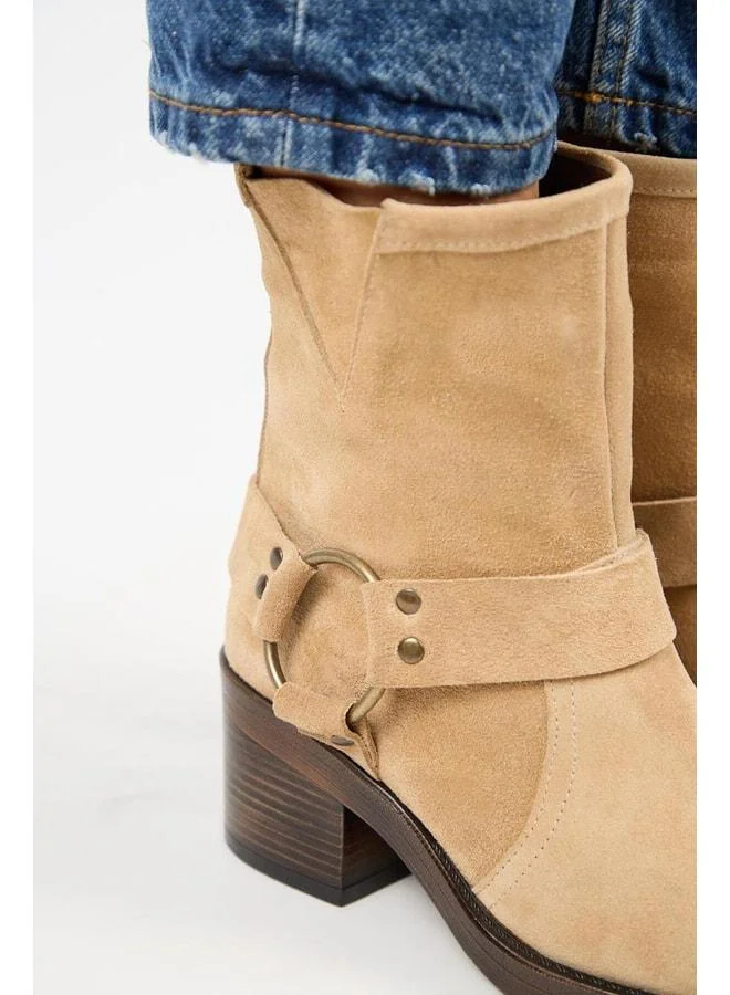 Manijero  (Livia) Women's Genuine Leather Biker Sand Boot Size: 40. for Women | Best Price UAE