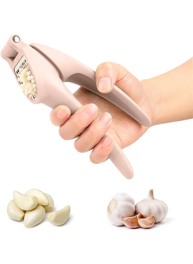 Happy Home Garlic Press, Multi-Function Garlic Cutter, Stainless Steel Manual Crusher & Mincer with Lemon Squeezer, Plastic Handle, Effortless Garlic Mincing - Durable & Easy to Clean - Image 1