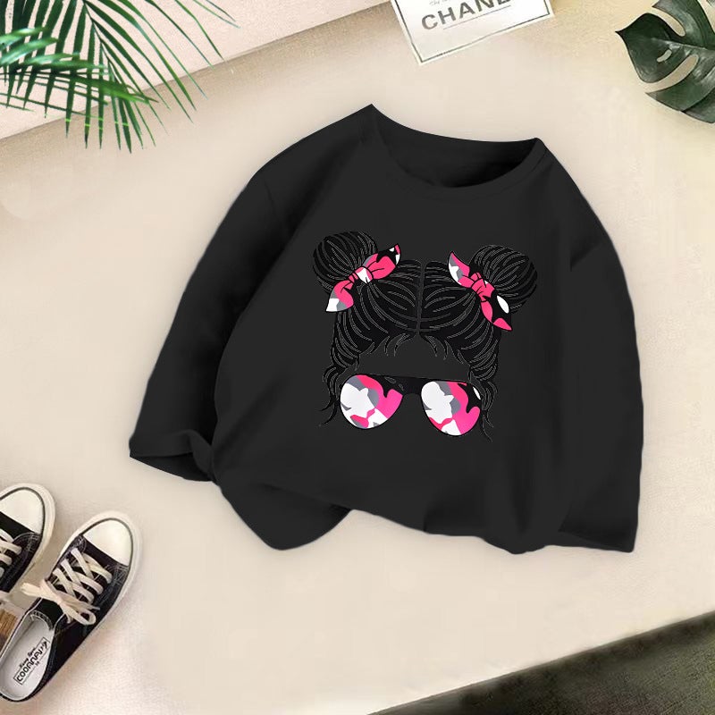 Cross-border Girls' Long-sleeved T-shirt 2024 New Style Children's Spring and Autumn Loose Top Girls' Inner Wear Foreign Trade Children's Wear - Image 1