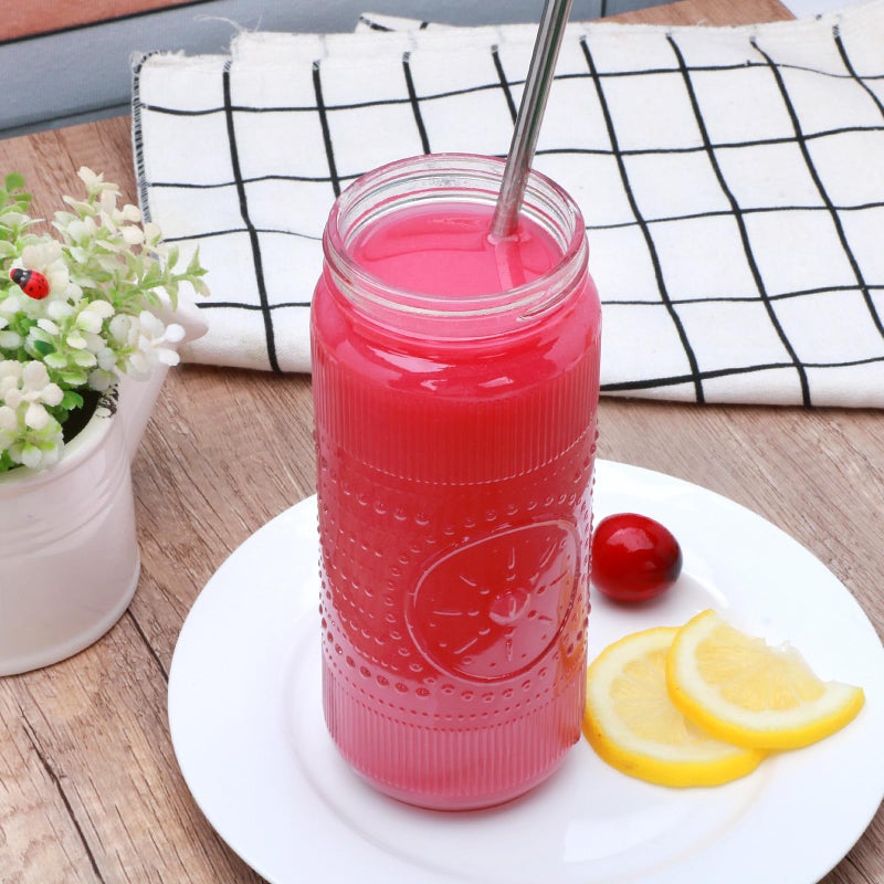Encheng Glass Juice Bottles 16 oz,Reusable Juicing Bottles with Lids and Straws,Vintage Juice Containers Glass Smoothies Jars for Kombucha,Water, Iced Coffee,Party,Travel,2 Pack - Image 5