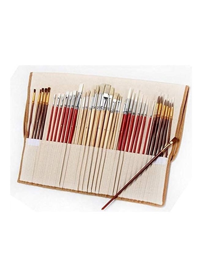 Generic 38 Pieces Paint Brushes Set With Canvas Bag For Oil acrylic Watercolor Painting multicolour  - Image 4