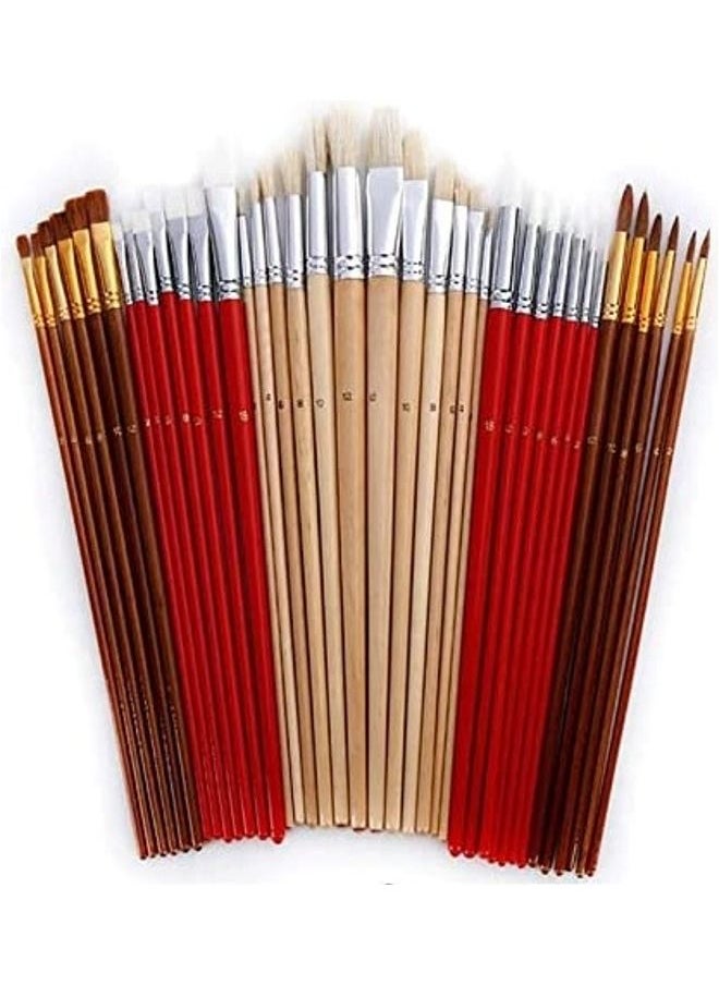 Generic 38 Pieces Paint Brushes Set With Canvas Bag For Oil acrylic Watercolor Painting multicolour  - Image 5