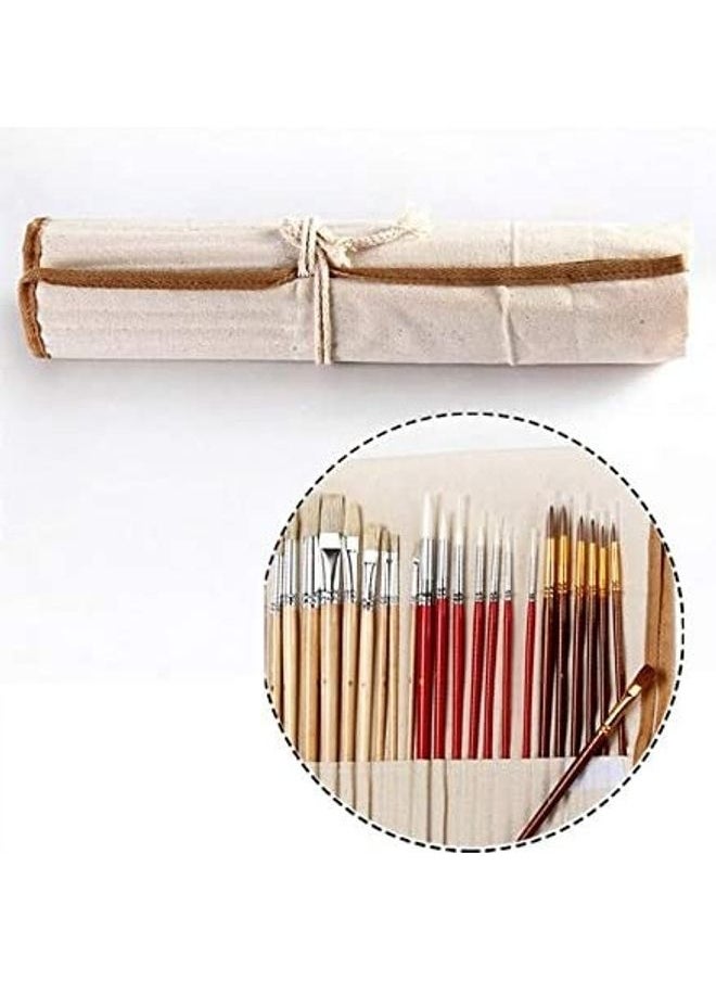 Generic 38 Pieces Paint Brushes Set With Canvas Bag For Oil acrylic Watercolor Painting multicolour  - Image 3