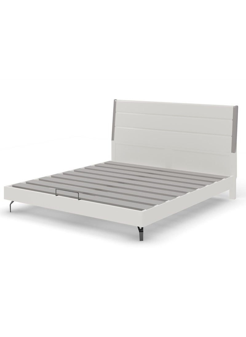ROYALOAK Royaloak Oliver King Size Bed | MDF Construction | King-Size Bed | Leatherette Upholstery | Elegant High-Gloss Finish | Modern Design | Durable & Long-lasting  - Image 1