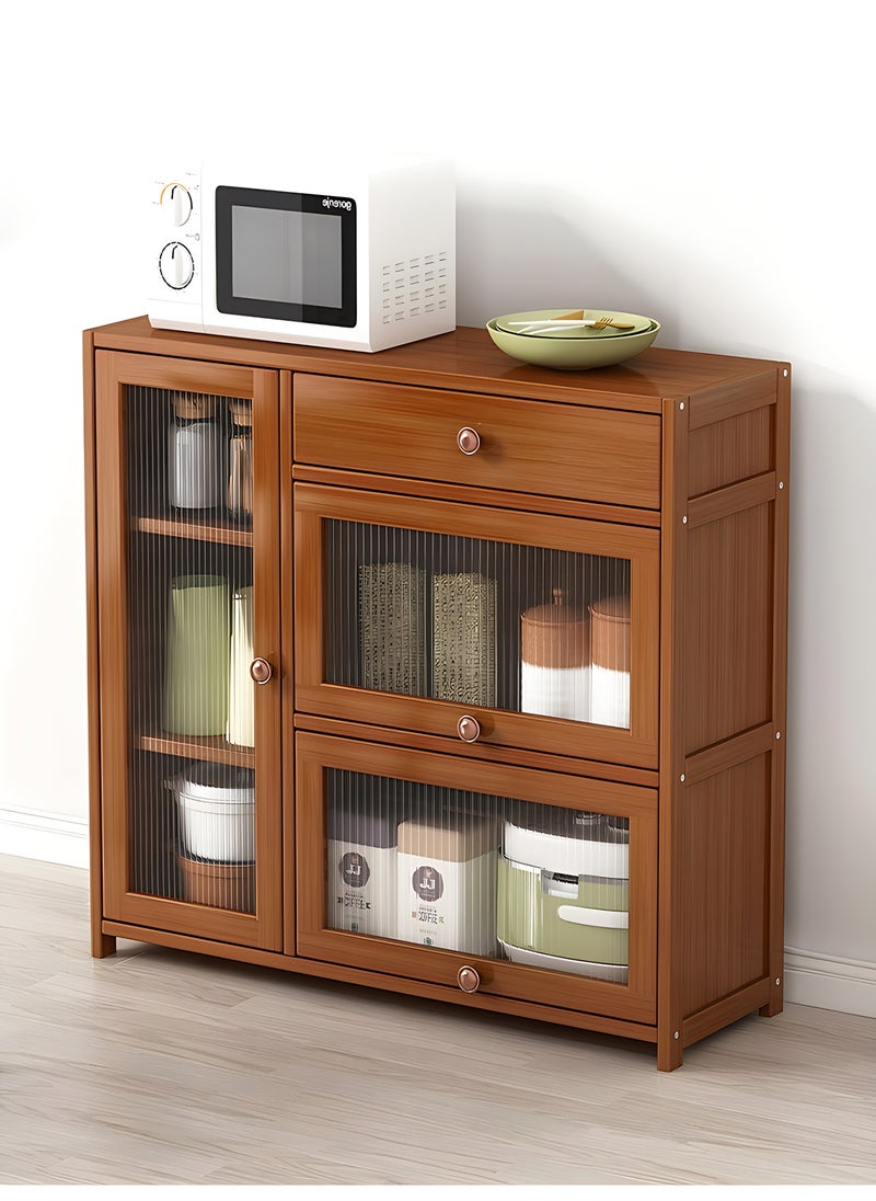 Sharpdo خزانة جانبية متعددة الوظائف من الخشب الصلب متعددة الطبقات مع 3 أبواب ودرج تخزين واحد - Image 1