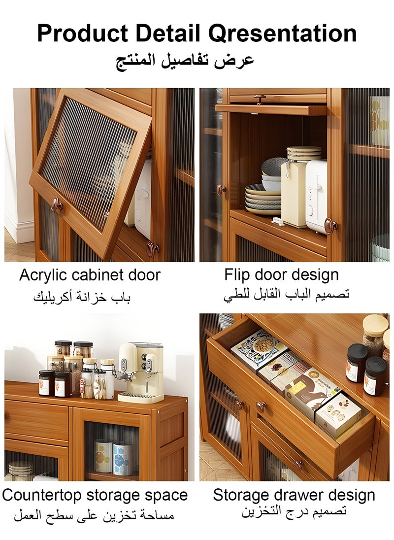 Sharpdo خزانة جانبية متعددة الوظائف من الخشب الصلب متعددة الطبقات مع 3 أبواب ودرج تخزين واحد - Image 2