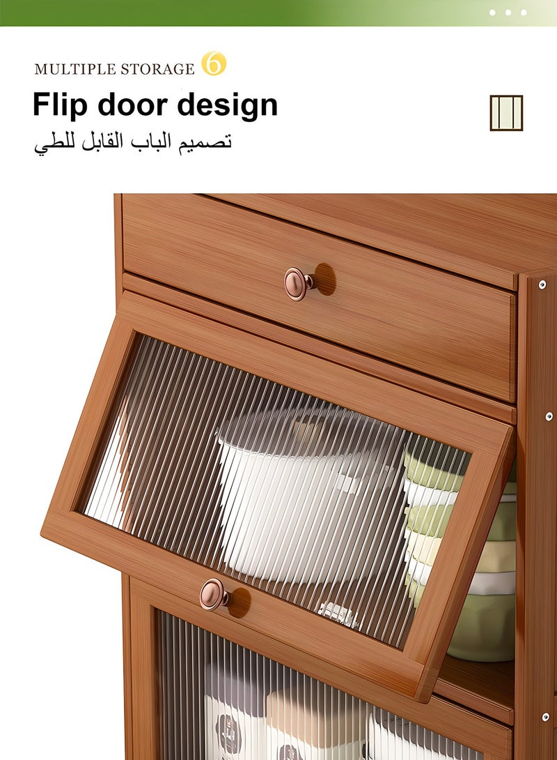 Sharpdo خزانة جانبية متعددة الوظائف من الخشب الصلب متعددة الطبقات مع 3 أبواب ودرج تخزين واحد - Image 3