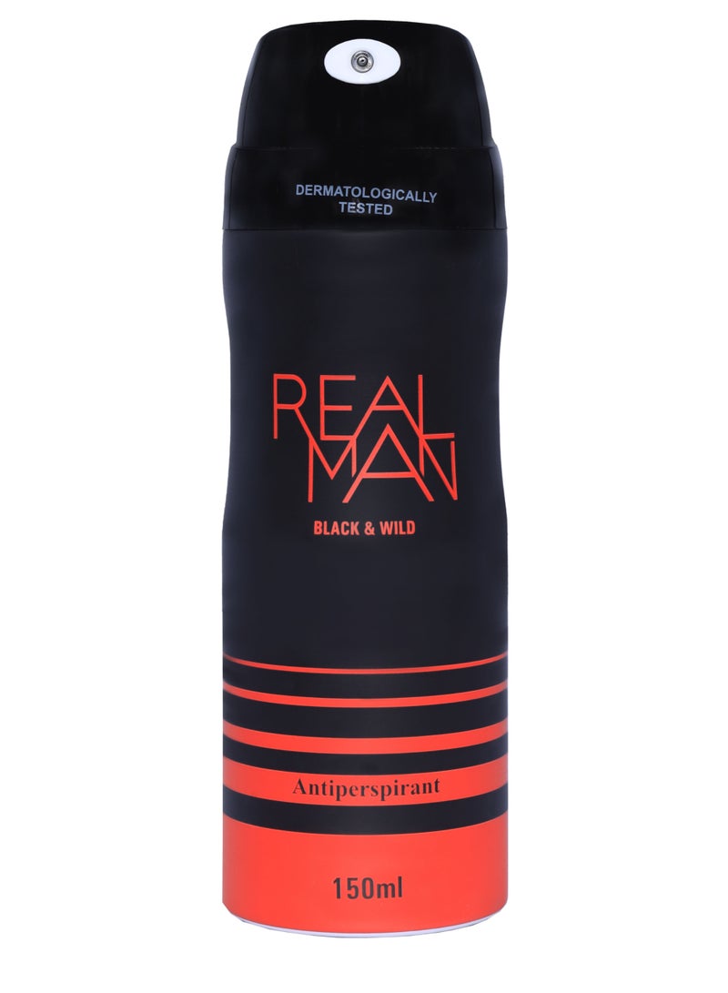 Realman Power Duo Pack -  Antiperspirant Black & Wild 150ml + Roll On Pure Wood 50 ml - Image 2