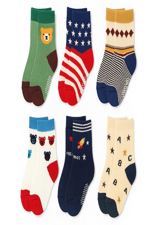 CUTEABLY Baby Girl Socks Anti Skid Pack of 6 - Assorted Print Soft Cotton Socks (IN, Age, 0 Months, 6 Months, Pack of 6) - Image 1