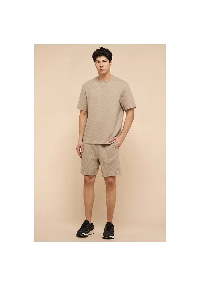 أر أند بي Solid T-Shirt with Crew Neck and Short Sleeves