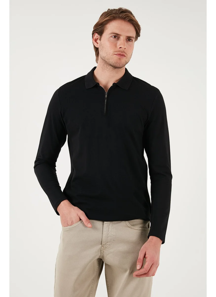 Buratti Cotton Slim Fit Half Zipper Polo Neck Sweat Men's Sweat 5903010