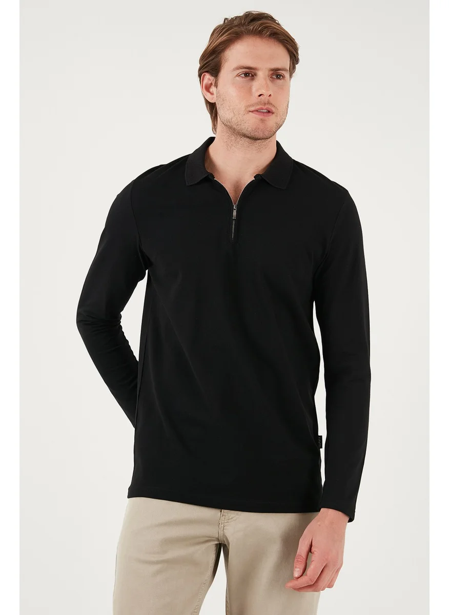 Buratti Cotton Slim Fit Half Zipper Polo Neck Sweat Men's Sweat 5903010