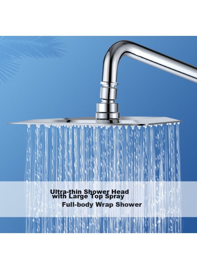 Larsd Al8073 Top Spray Shower Head, 304 Stainless Steel Shower Head, Heat-resistant, Square Ultra-thin Top Spray Head - Image 1