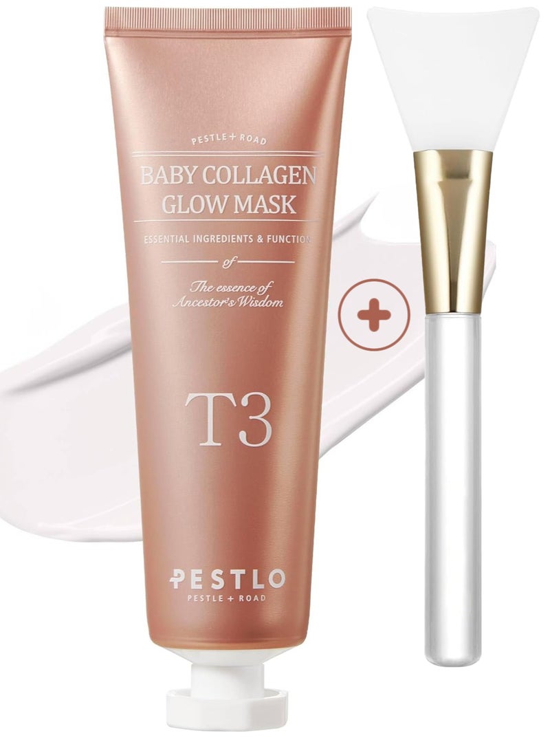PESTLO PESTLE ROAD Baby Collagen Glow Mask - Korean Face Mask Skincare for Elasticity, Firmness, Radiant Skin, Pore Care, Infused with Reallagen, Aginon, Volufiline - Image 1
