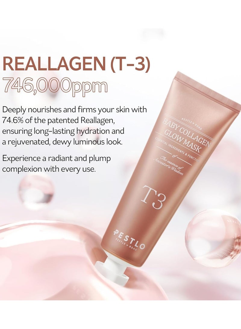 PESTLO PESTLE ROAD Baby Collagen Glow Mask - Korean Face Mask Skincare for Elasticity, Firmness, Radiant Skin, Pore Care, Infused with Reallagen, Aginon, Volufiline - Image 2