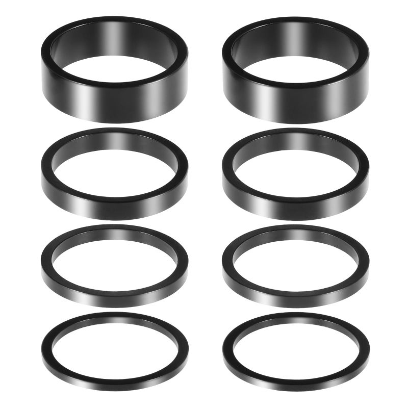 Bruislard 8 PCS Bicycle Headset Spacer, 4 Sizes Aluminium Alloy Bike Handlebar Stem Spacers Threadless Fork Washer Fit for 1 1/8-Inch Stem 2mm 3mm 5mm 10mm - Image 1