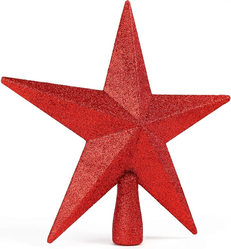 Ornativity Glitter Star Tree Topper - Christmas Red Decorative Holiday Trees Toppers Sparkle Bethlehem Star Decor Xmas Ornament 8" - Image 4