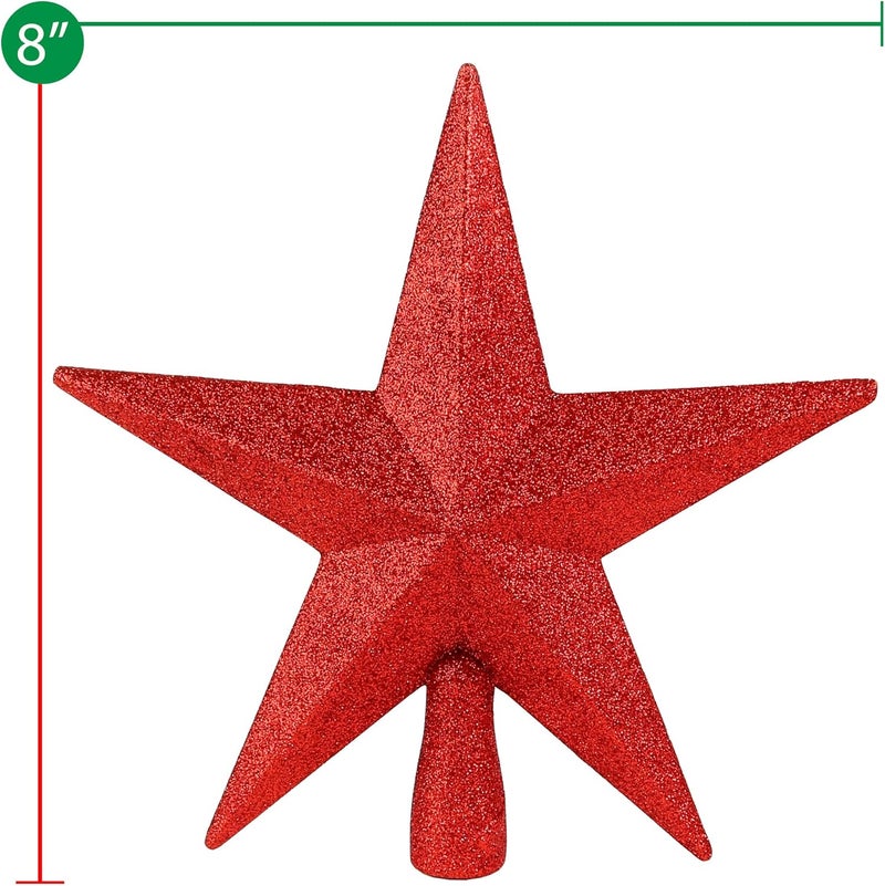 Ornativity Glitter Star Tree Topper - Christmas Red Decorative Holiday Trees Toppers Sparkle Bethlehem Star Decor Xmas Ornament 8" - Image 5