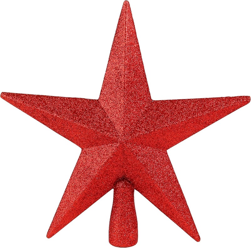Ornativity Glitter Star Tree Topper - Christmas Red Decorative Holiday Trees Toppers Sparkle Bethlehem Star Decor Xmas Ornament 8" - Image 1