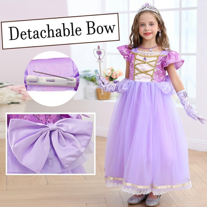 Luzlen Rapunzel Dress for Girls Toddler Purple Princess Costume for Halloween Birthday Party Cosplay Purple, 4-5T(Tag 120) - Image 5