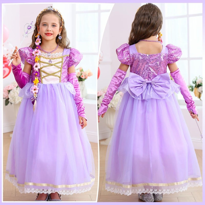 Luzlen Rapunzel Dress for Girls Toddler Purple Princess Costume for Halloween Birthday Party Cosplay Purple, 4-5T(Tag 120) - Image 3