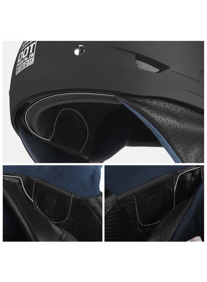GLX M14 Cruiser Scooter Motorcycle Half Helmet with Free Tinted Retractable Visor DOT Approved (Matte Black, X-Large) - Image 2