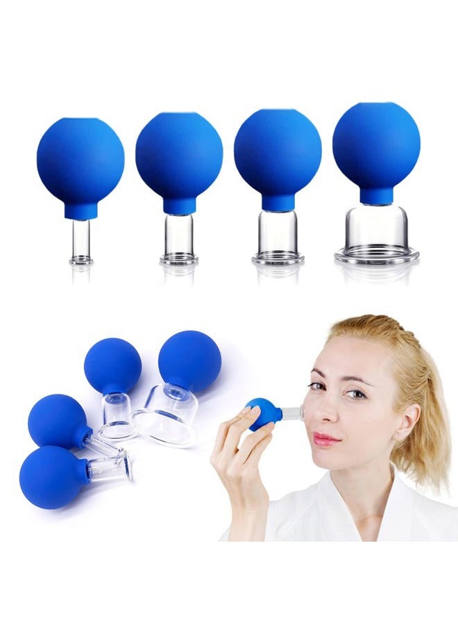 Vinban 4 PCS Glass Facial Cupping Set | Silicone Vacuum Suction | Cupping Massage Therapy | A Kit for Anti Cellulite, Anti Wrinkle and Instantly Ageless Skin | for Eyes, Face and Body - Image 1
