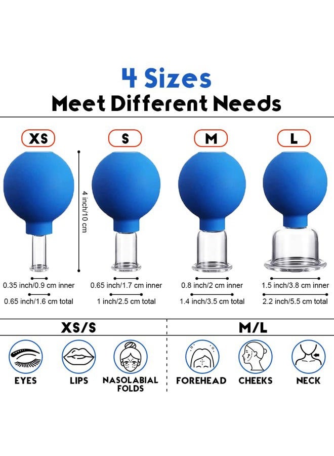 Vinban 4 PCS Glass Facial Cupping Set | Silicone Vacuum Suction | Cupping Massage Therapy | A Kit for Anti Cellulite, Anti Wrinkle and Instantly Ageless Skin | for Eyes, Face and Body - Image 5
