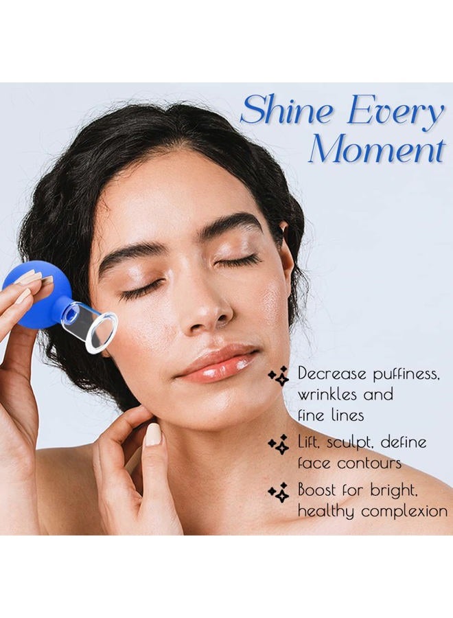 Vinban 4 PCS Glass Facial Cupping Set | Silicone Vacuum Suction | Cupping Massage Therapy | A Kit for Anti Cellulite, Anti Wrinkle and Instantly Ageless Skin | for Eyes, Face and Body - Image 3