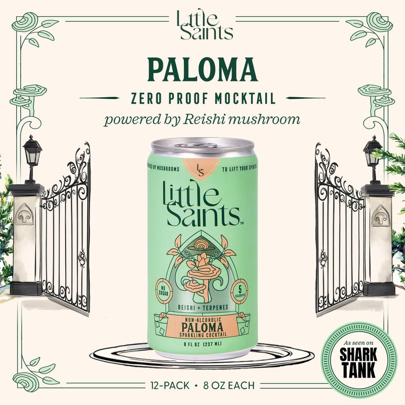 Little Saints Mocktails Non Alcoholic Drinks, Paloma (12 Pack) - Plant-Based & Alcohol-Free Paloma Cocktail Mixers - Sugar-Free Ready-to-Drink Sparkling Beverage for Parties & Celebrations, 8 Oz Cans - Image 2
