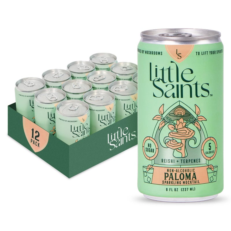 Little Saints Mocktails Non Alcoholic Drinks, Paloma (12 Pack) - Plant-Based & Alcohol-Free Paloma Cocktail Mixers - Sugar-Free Ready-to-Drink Sparkling Beverage for Parties & Celebrations, 8 Oz Cans - Image 1