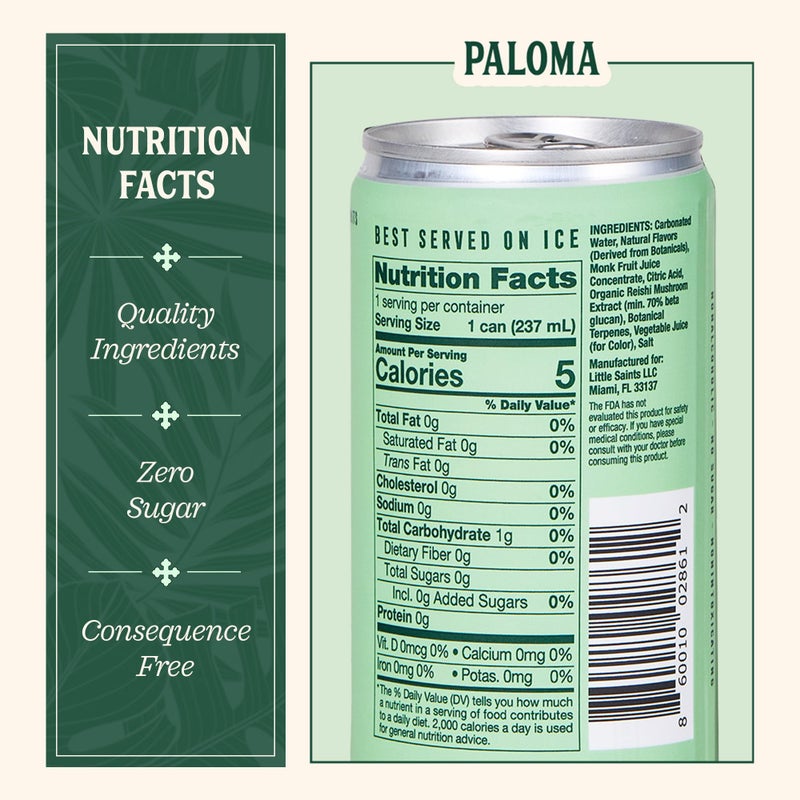 Little Saints Mocktails Non Alcoholic Drinks, Paloma (12 Pack) - Plant-Based & Alcohol-Free Paloma Cocktail Mixers - Sugar-Free Ready-to-Drink Sparkling Beverage for Parties & Celebrations, 8 Oz Cans - Image 5