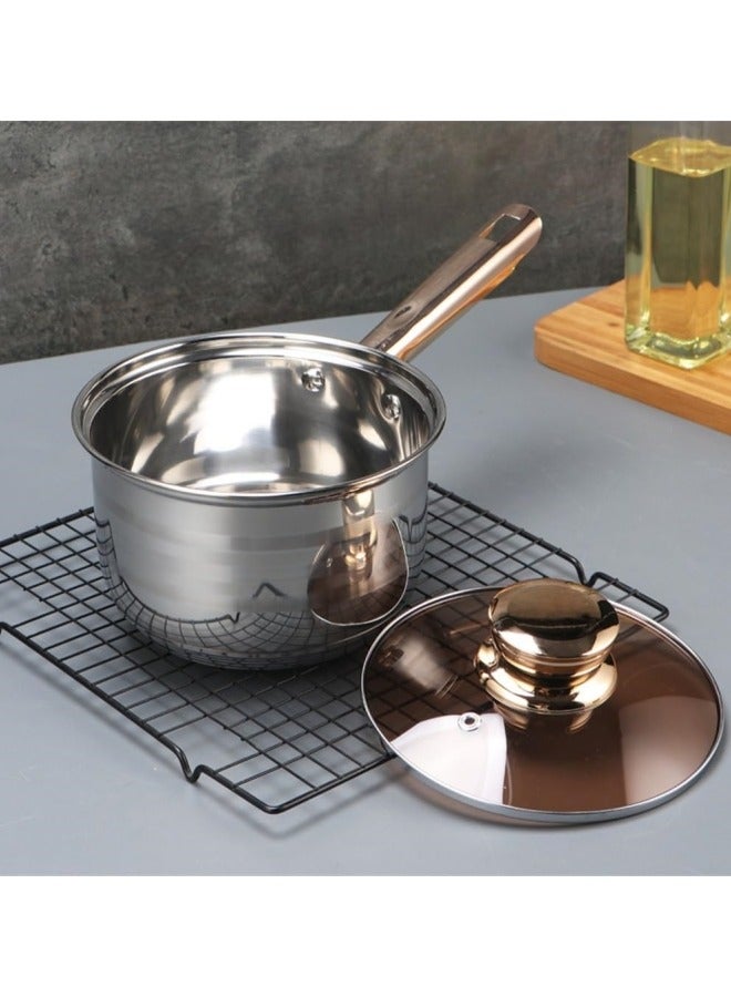 GGEROU طقم أواني الطهي غير لاصقة، 12 قطعة من الفولاذ المقاوم للصدأ، مجموعة أدوات المطبخ، مقالي غير لاصقة، قدر للطهي ووعاء للمرق - Image 5