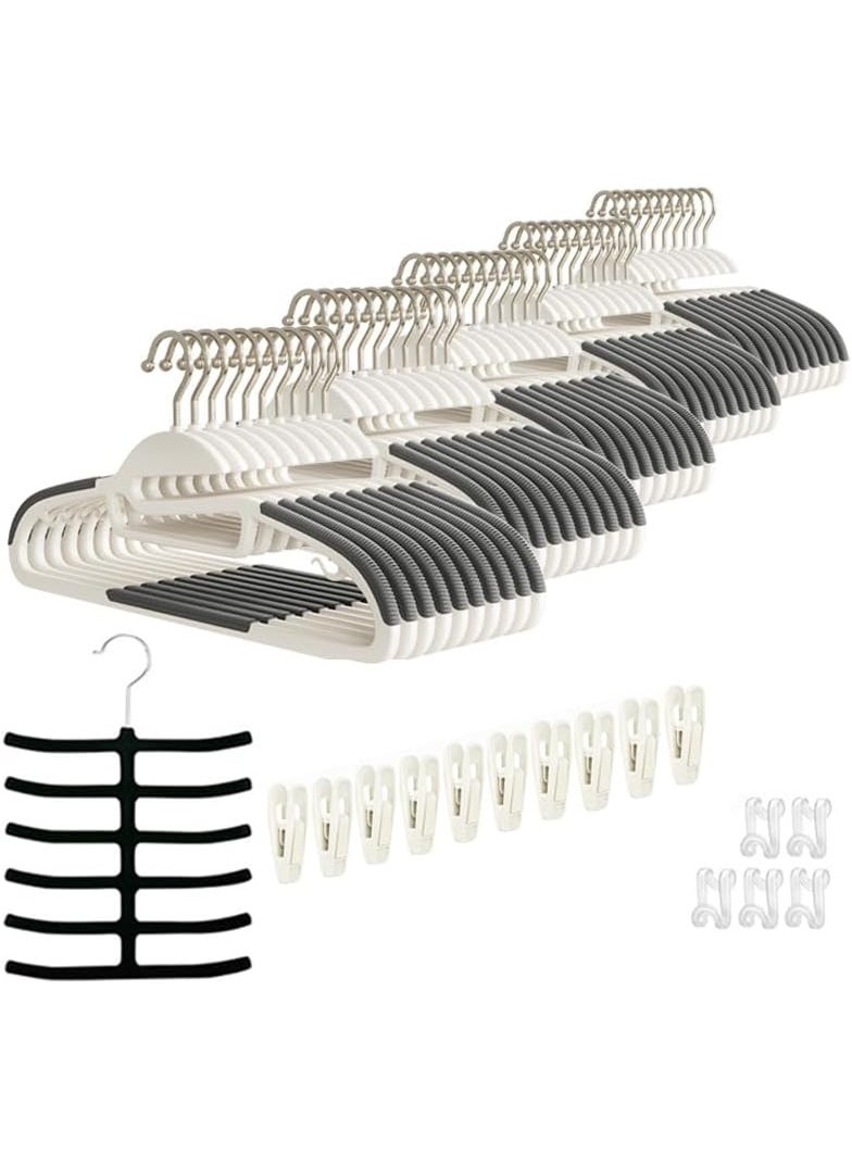 TYCOM Plastic Hangers 50 Pack Slim Clothes Hangers Space Saving Non Slip Hangers with Rubber Pads Sturdy Coat Hangers for Closet S Shaped Hangers for Shirt Suit Pant Skirt.  - Image 1