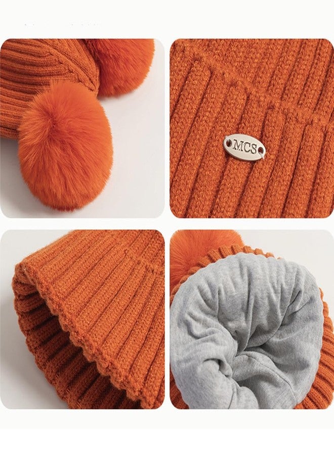 KORADI Girls Knit Hat Witner Cuffed Beanie with Cotton Lining Boys Warm Skull Caps with Pom Pom 3-10 Years Gray - Image 3