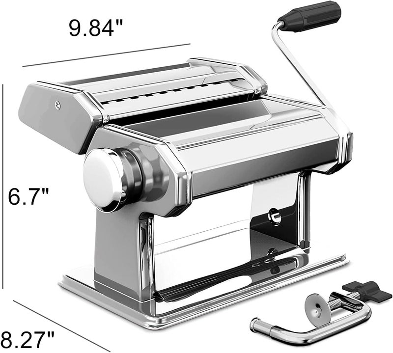 KATGROCHIR Manual Pasta Machine, Stainless Steel Italian Flat Dough Machine with Adjustable Setting, Sharp Cutter, and Hand Crank for Homemade Noodles, Spaghetti, Lasagne - Image 2