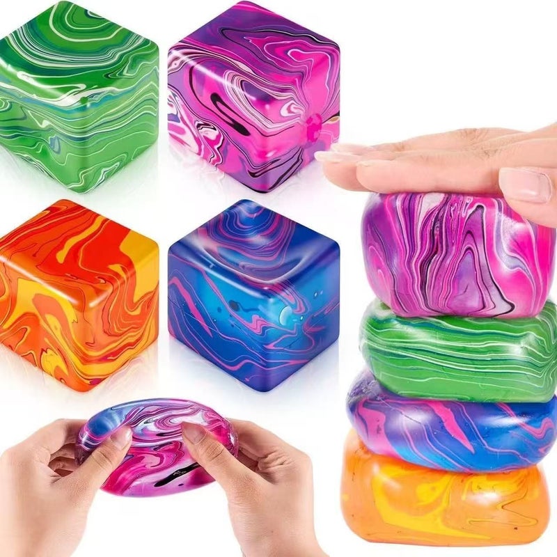 Large Ice Cube Squeeze Toy - Slow Rebound Maltose Ice Cubes with Gold Glitter - Stress Relief Fidget  Toy - Image 1
