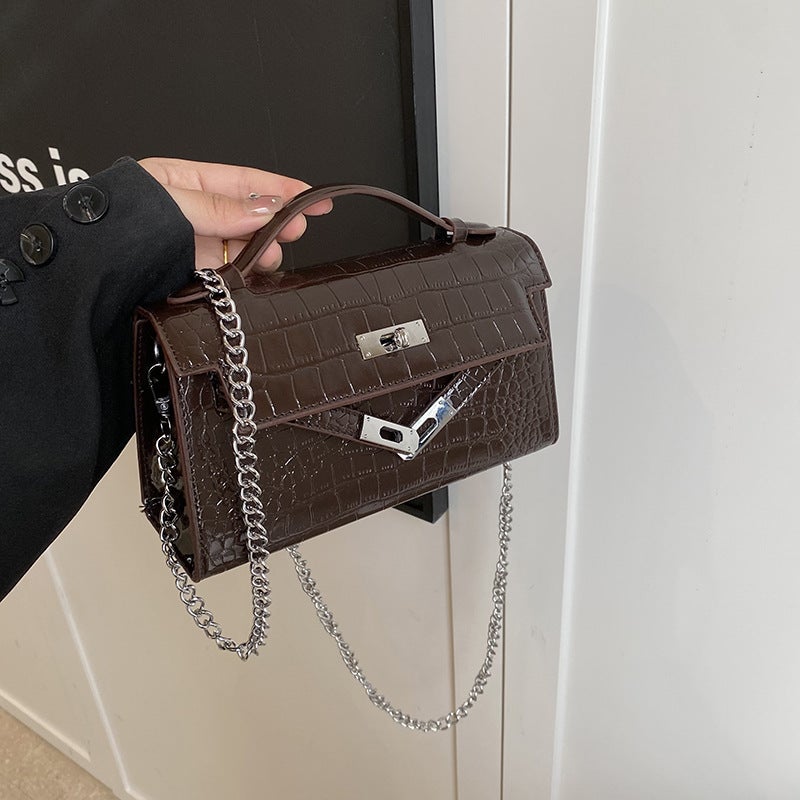 Bag Women'S Versatile Fashion Texture Slung Small Bag Crocodile Kelly Bag Shoulder Bag - Image 5