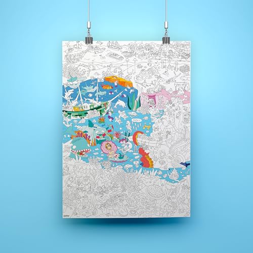 Omy Giant Coloring Poster – Ocean | Discover Magical Underwater Creatures and Lost Treasures | 40 x 28 Inches | Creative Play and Fun for Kids, Teens, Adults, and The Whole Family - Image 2
