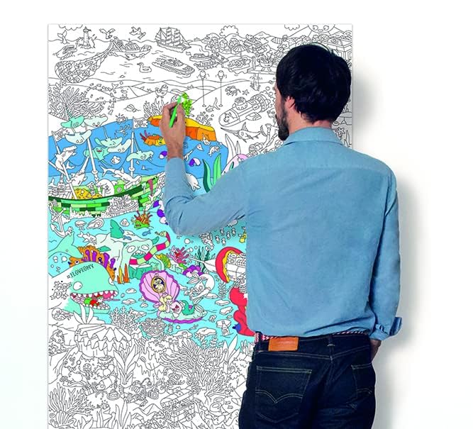 Omy Giant Coloring Poster – Ocean | Discover Magical Underwater Creatures and Lost Treasures | 40 x 28 Inches | Creative Play and Fun for Kids, Teens, Adults, and The Whole Family - Image 4