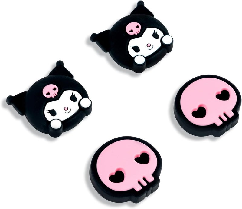 Kuitmor 4PCS Thumb Grips Caps Compatible with SwitchOLEDLite Kawaii Charactor Thumbs Grip Soft Silicone Switch Joystick Cover for JonCon KLM Skull Style Black Purple - Image 2